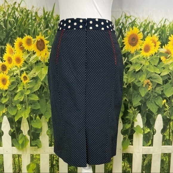 BARASCHI Navy Polka Dot Pencil Skirt 4 - Picture 11 of 16